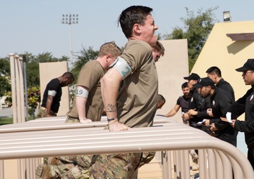 West Virginia, District of Columbia National Guard Members, and Qatar National Service Academy cadets complete mystery event during the 2025 Best Warrior Competition