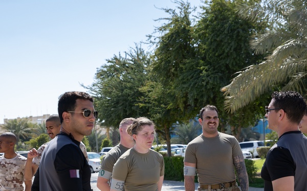 West Virginia, District of Columbia National Guard Members, and Qatar National Service Academy cadets complete mystery event during the 2025 Best Warrior Competition