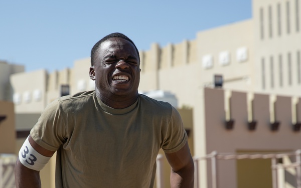 West Virginia, District of Columbia National Guard Members, and Qatar National Service Academy cadets complete mystery event during the 2025 Best Warrior Competition