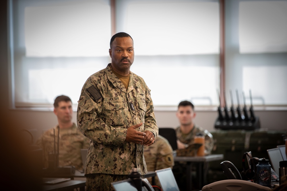 Admiral Alvin Holsey visits illegal aliens holding operations center at Naval Station Guantanamo Bay