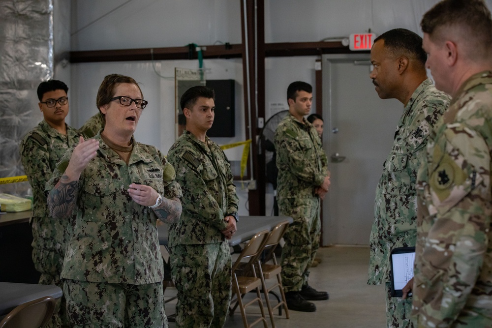 Admiral Alvin Holsey visits illegal aliens holding operations center at Naval Station Guantanamo Bay