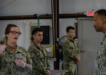 Admiral Alvin Holsey visits illegal aliens holding operations center at Naval Station Guantanamo Bay