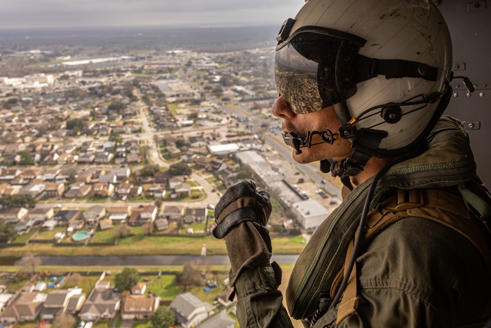 U.S. Marine Corps squadron conducts Superbowl LIX Parade Flyover