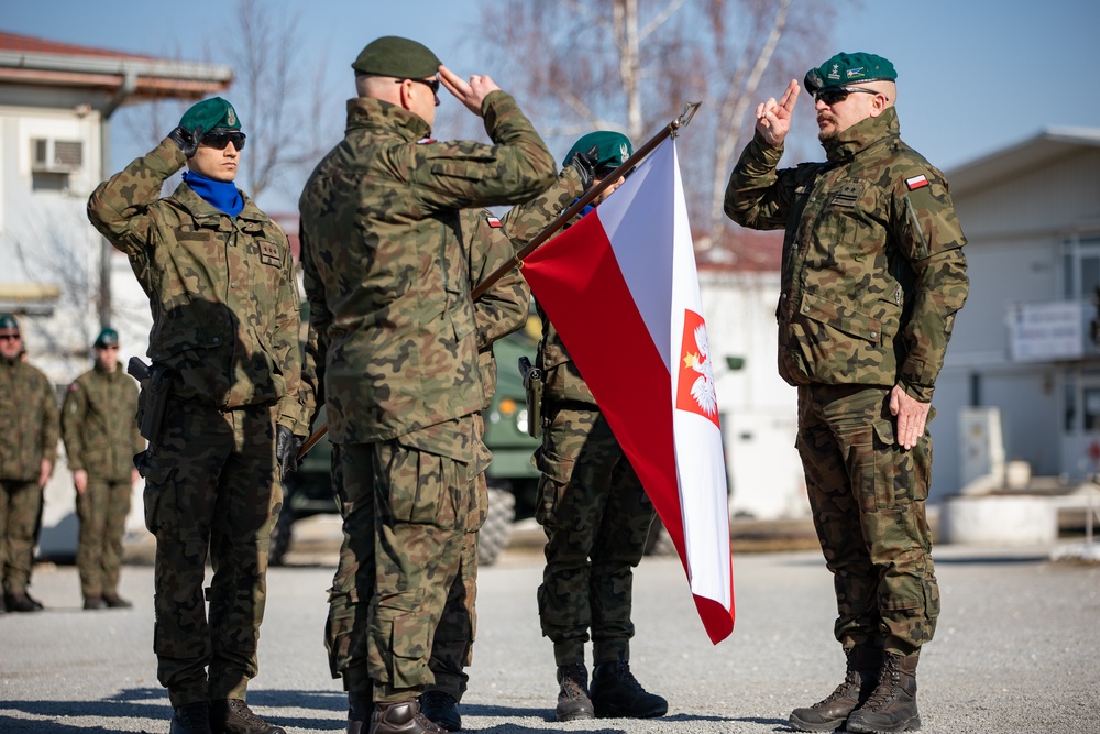 KFOR Polish Coy conducts a transfer of authority ceremony