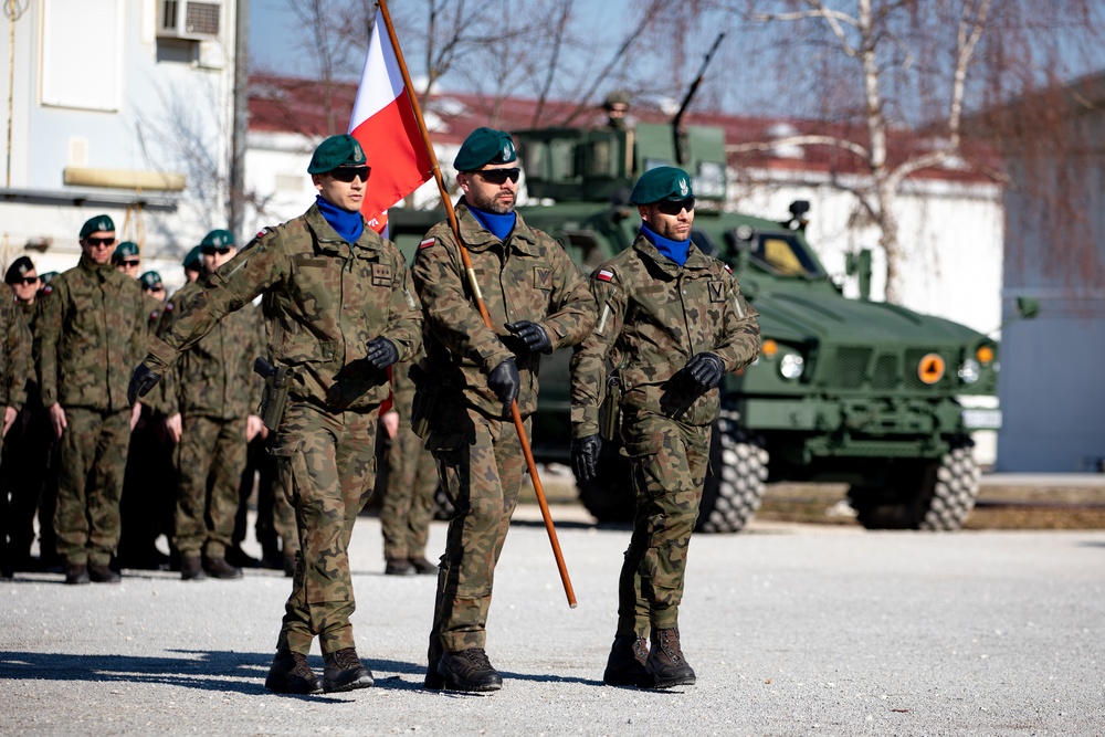 KFOR Polish Coy conducts a transfer of authority ceremony