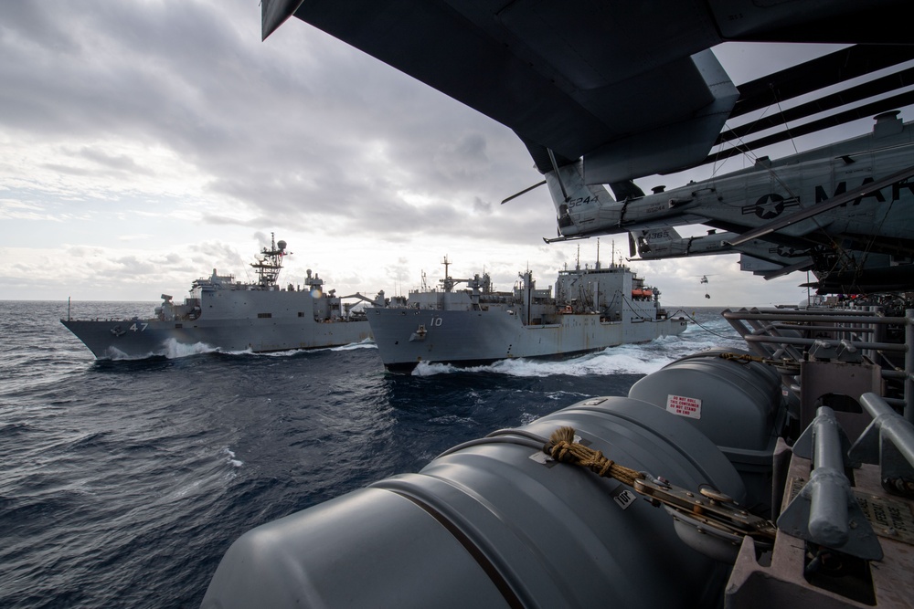 USS America (LHA 6) Conducts RAS with USNS Charles Drew (T-AKE 10)