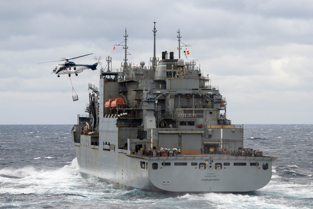 USS America (LHA 6) Conducts RAS with USNS Charles Drew (T-AKE 10)