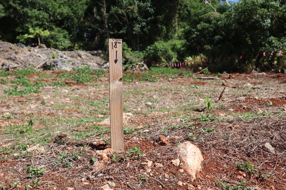 A Marker Shows the Final Depth of Ground Clearance Achieved for a Construction Site