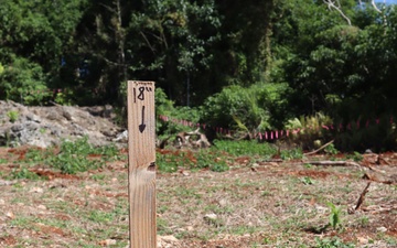 A Marker Shows the Final Depth of Ground Clearance Achieved for a Construction Site