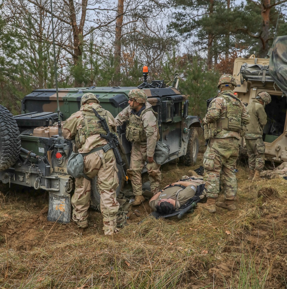 Soldiers from 41st FAB respond to simulated mass casualties during brigade evaluation exercise