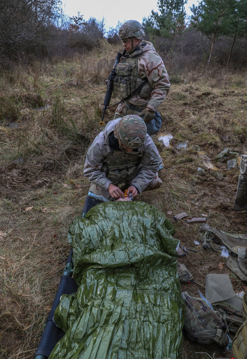 Soldiers from 41st FAB respond to simulated mass casualties during brigade evaluation exercise