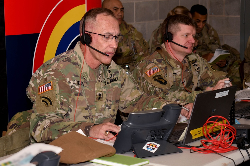 Computer-based simulation trains 42nd Inf. Div. headquarters under realistic war conditions