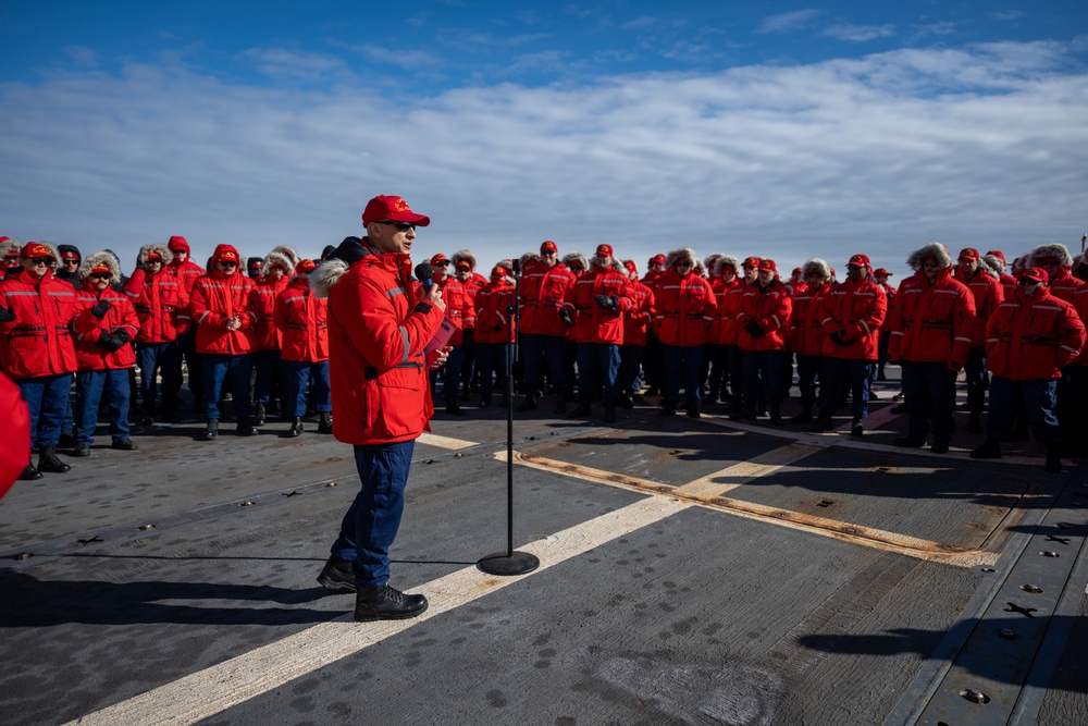 USCGC Polar Star (WAGB 10) holds quarters in McMurdo Sound during Operation Deep Freeze