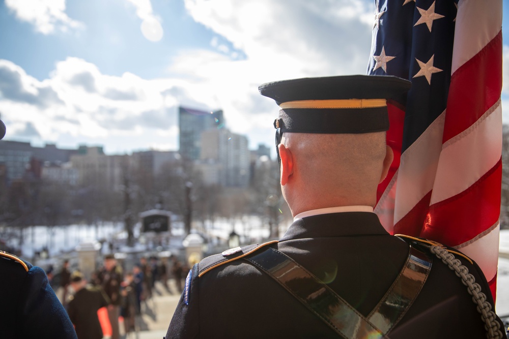 Mass. Guard Welcomes King of Jordon to State House