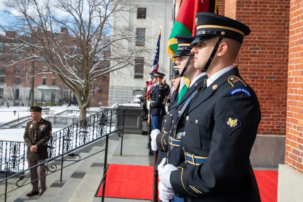 Mass. Guard Welcomes King of Jordon to State House