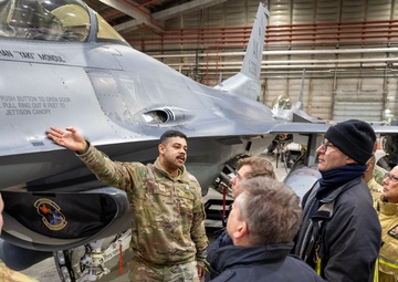 Danish Firefighters tour F-16 for Operation NOBLE DEFENDER