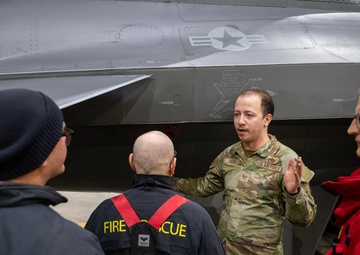 Danish Firefighters tour F-16 for Operation NOBLE DEFENDER