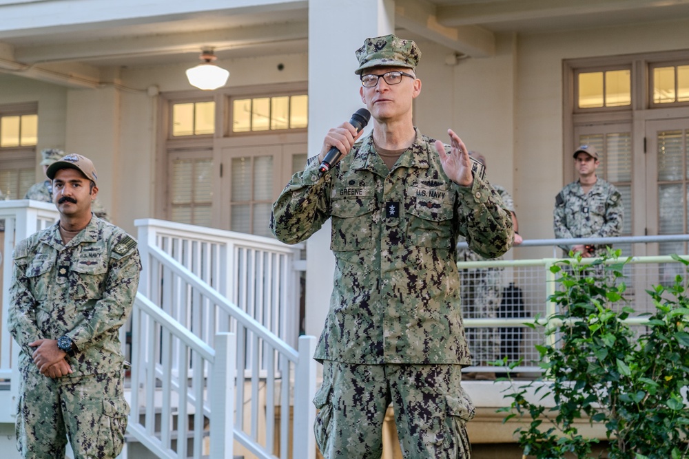 Rear Adm. Greene holds all-hands call for the Hawaii Reginal Maintenace Center (HRMC)