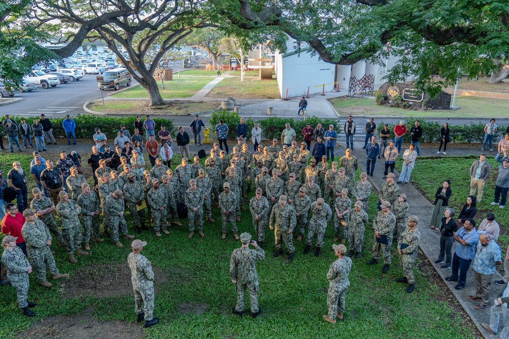 Rear Adm. Greene holds all-hands call for the Hawaii Reginal Maintenace Center (HRMC)