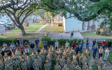 Rear Adm. Greene holds all-hands call for the Hawaii Reginal Maintenace Center (HRMC)