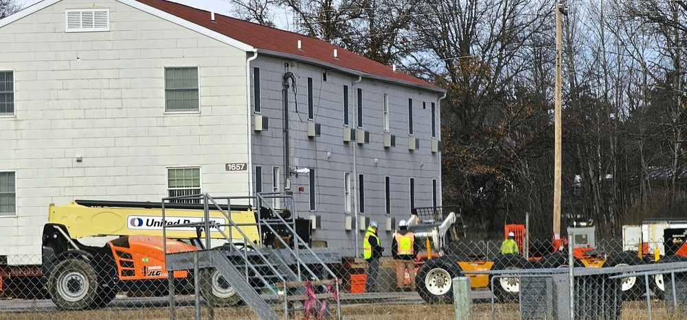 Contractors prepare second World War II-era barracks to be moved at Fort McCoy