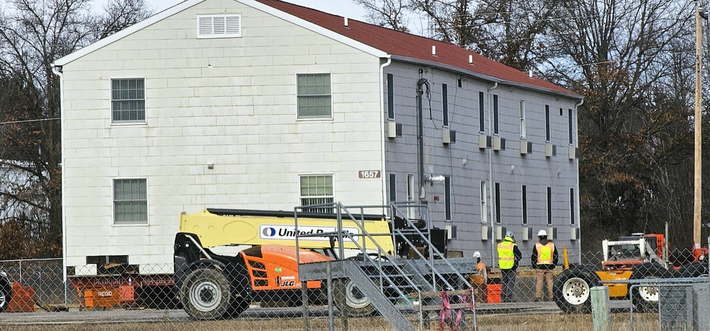 Contractors prepare second World War II-era barracks to be moved at Fort McCoy