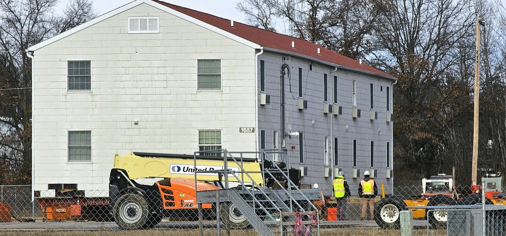 Contractors prepare second World War II-era barracks to be moved at Fort McCoy