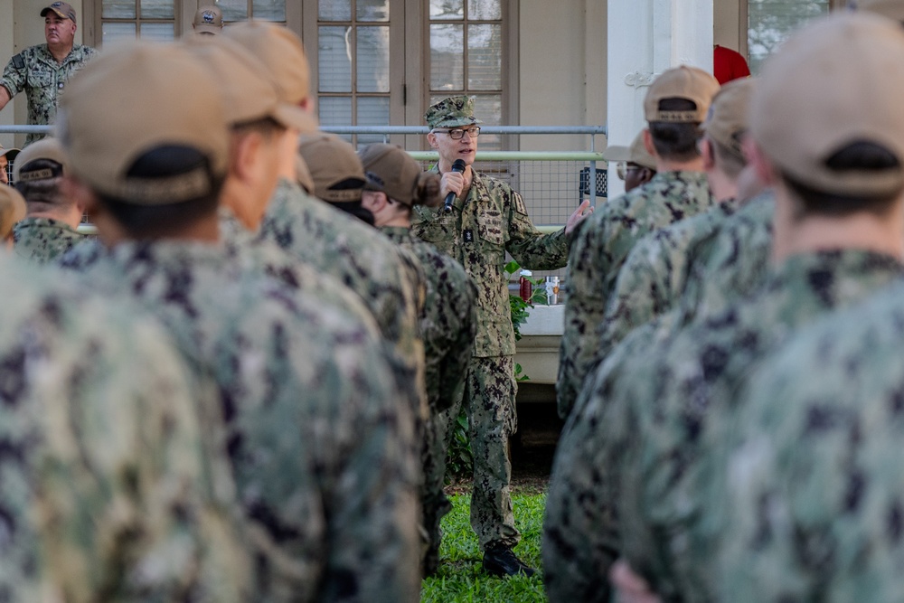 Rear Adm. Greene holds all-hands call for the Hawaii Reginal Maintenace Center (HRMC)