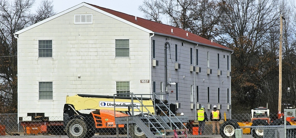 Contractors prepare second World War II-era barracks to be moved at Fort McCoy