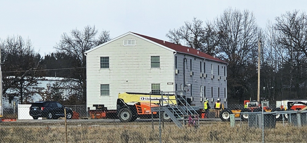 Contractors prepare second World War II-era barracks to be moved at Fort McCoy