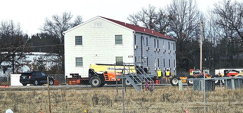 Contractors prepare second World War II-era barracks to be moved at Fort McCoy