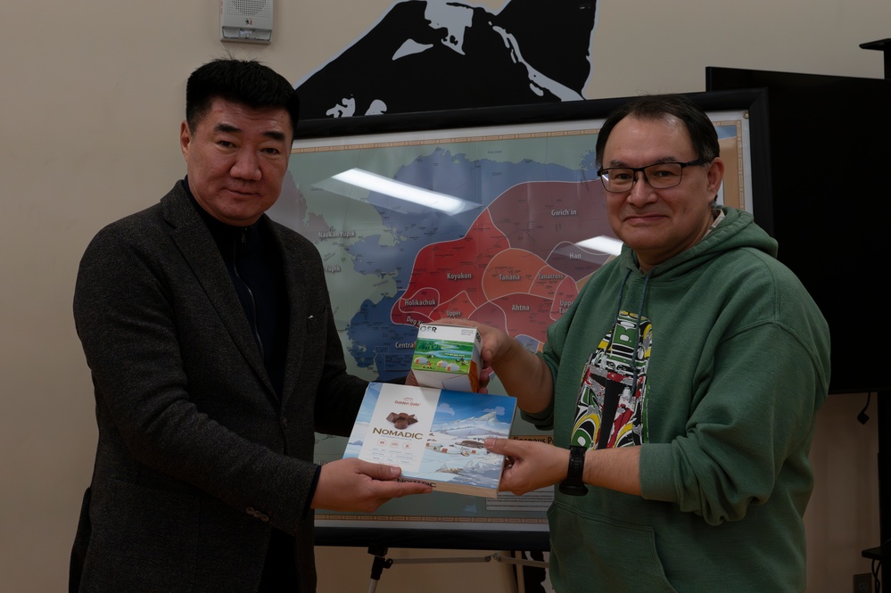 Alaska Native Heritage Center Program Manager meets Mongolian Minister of Defense