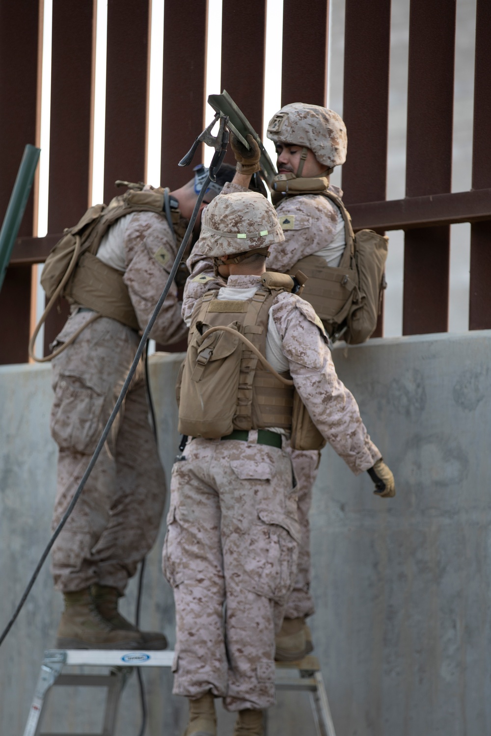 U.S. Marines reinforce southern border wall to assist with border security mission