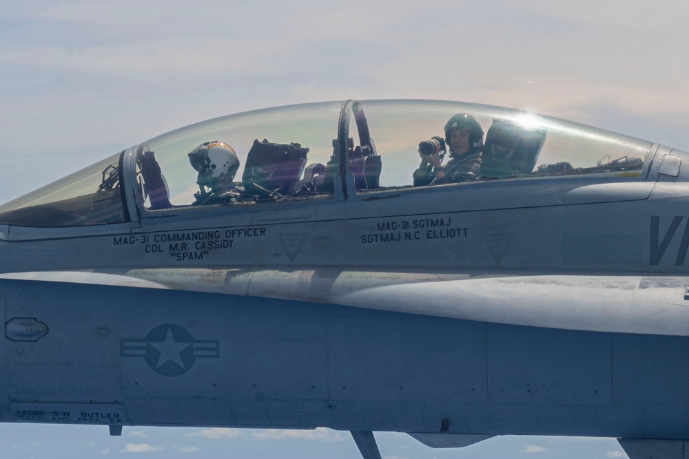 USMC F/A-18C returns to base after participation in CN25