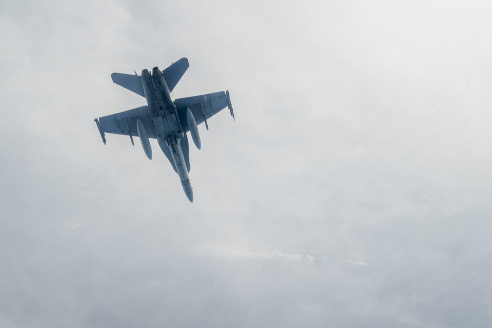 USMC F/A-18C returns to base after participation in CN25