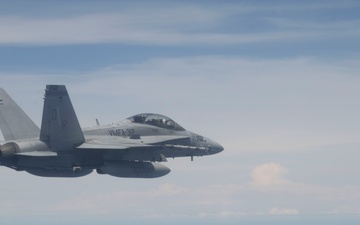 USMC F/A-18C returns to base after participation in CN25