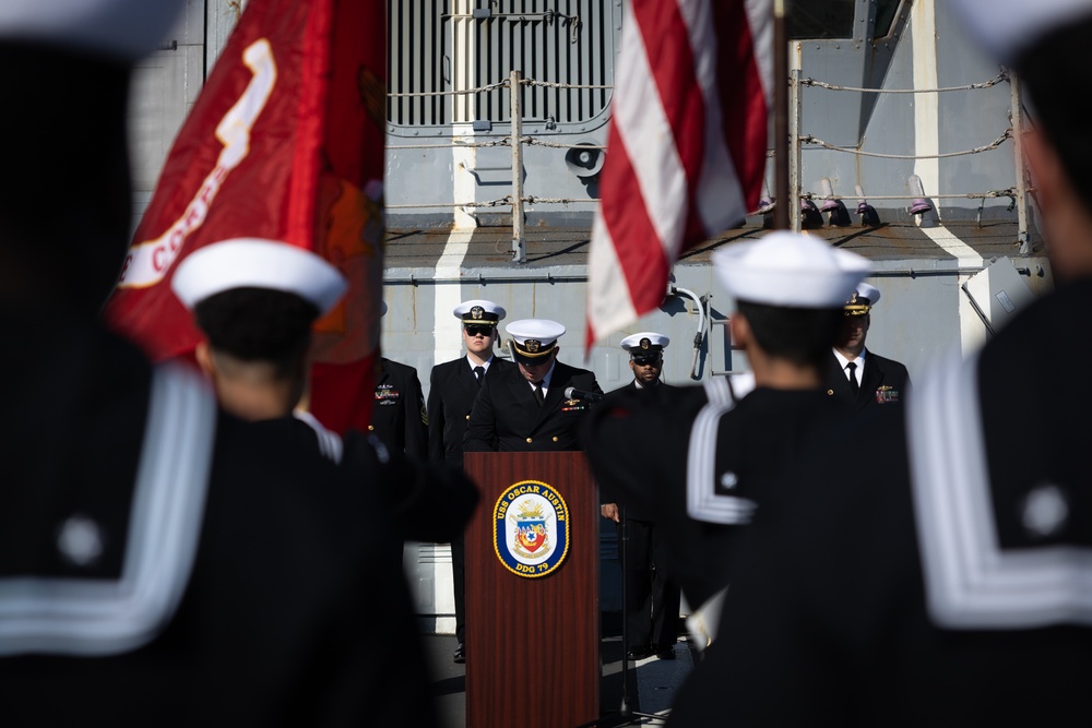 USS Oscar Austin (DDG 79) Holds Burial at Sea Ceremony