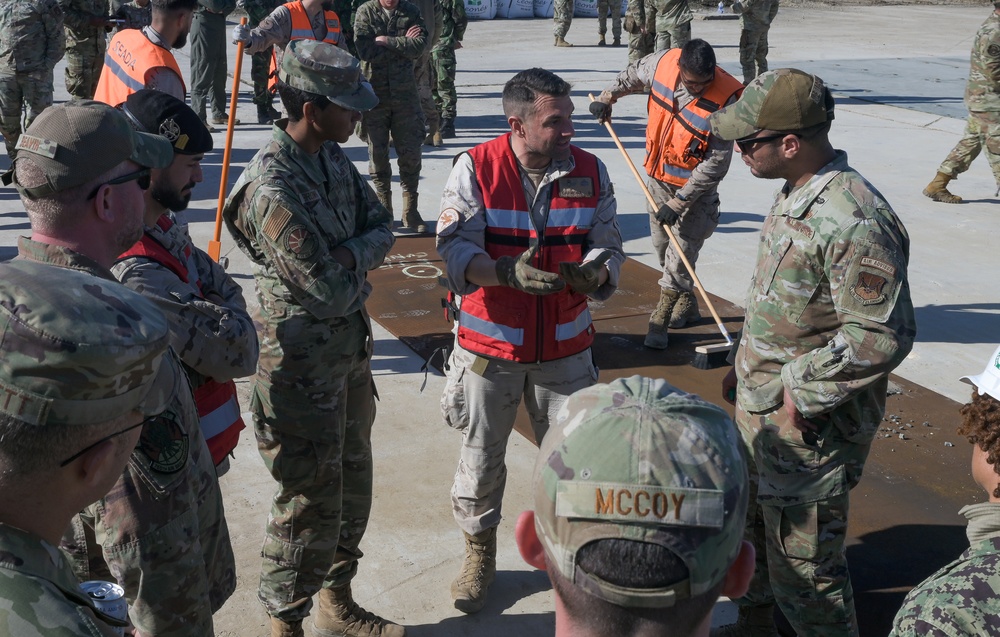 U.S., Spanish, Portuguese military personnel participate in expeditionary airfield damage repair training at Morón AB