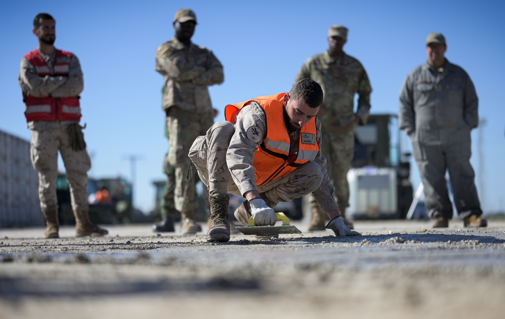 U.S., Spanish, Portuguese military personnel participate in expeditionary airfield damage repair training at Morón AB