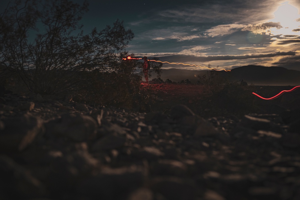 Marines with 2/7 conduct range 410A at night during ITX 1-25