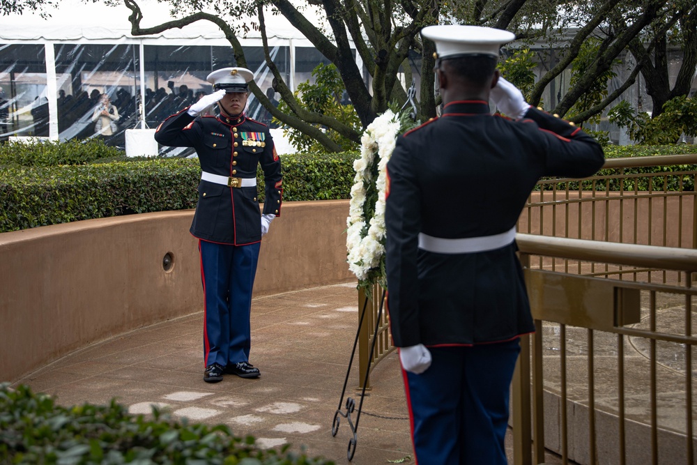 Marines Participate in Annual President Ronald Reagan Wreath Laying Ceremony