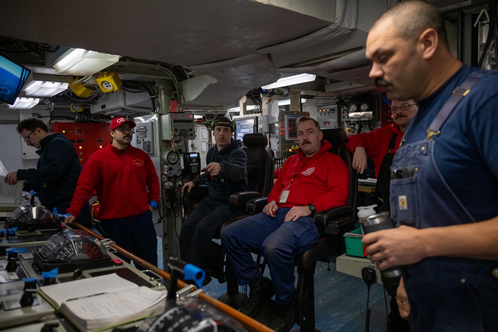 USCGC Polar Star (WAGB 10) crewmembers conduct damage control training in McMurdo Sound during Operation Deep Freeze