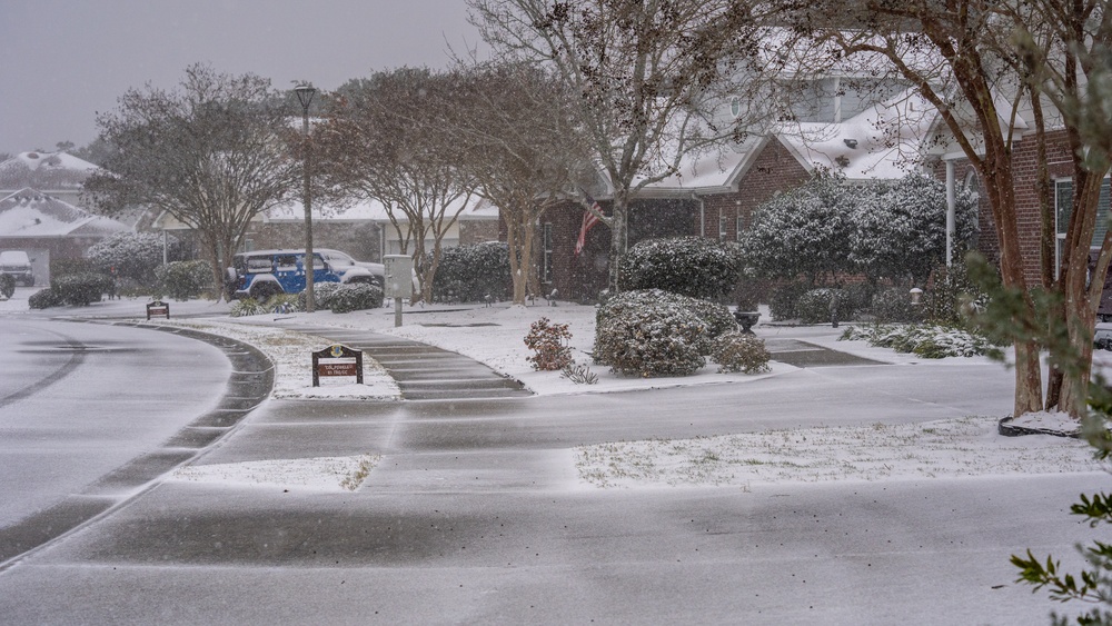 An old frosty visitor pays Keesler a visit