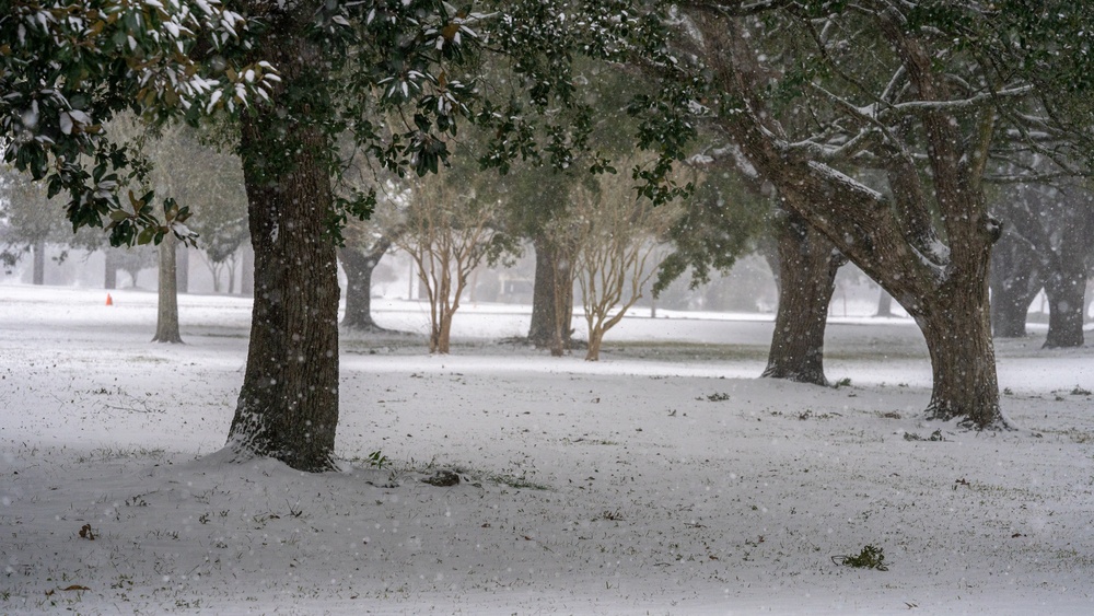 An old frosty visitor pays Keesler a visit