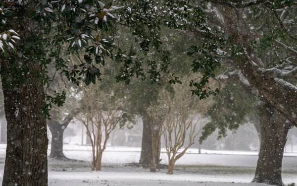 An old frosty visitor pays Keesler a visit