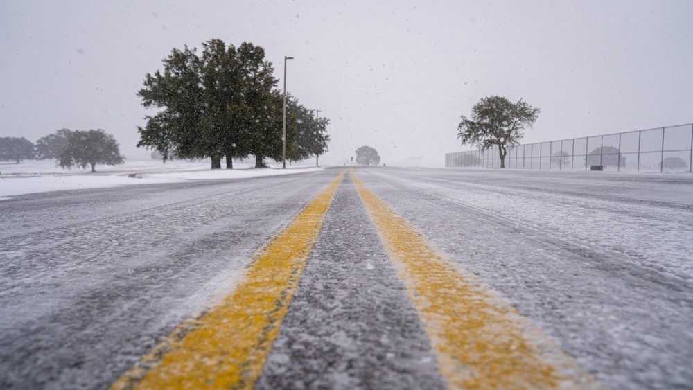 A frosty visitor pays Keesler a visit