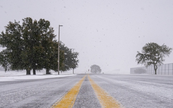 A frosty visitor pays Keesler a visit