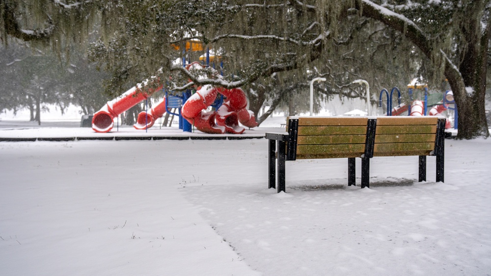 A frosty visitor pays Keesler a visit