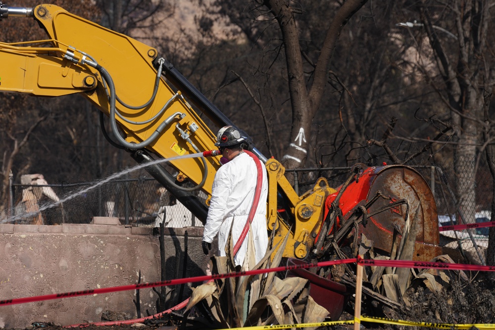 U.S. Army Corps of Engineers clears debris from a house in Altadena