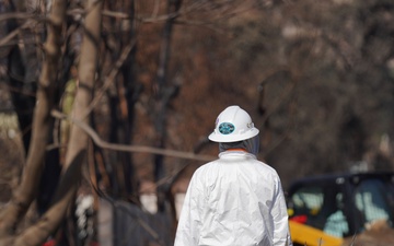 U.S. Army Corps of Engineers clears debris from a house in Altadena